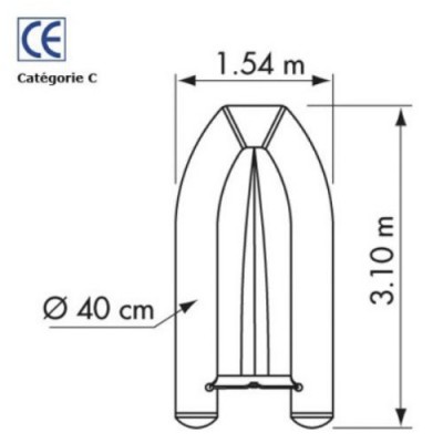 Annexe Plastimo Charter Hypalon 2026 - Modèle PRI 310 VH (Simple coque sans coffre)