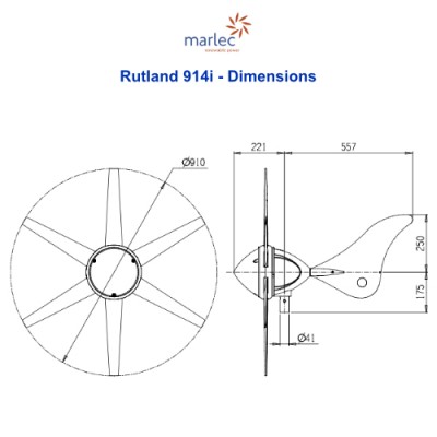 Éolienne Rutland 914i - Dimensions