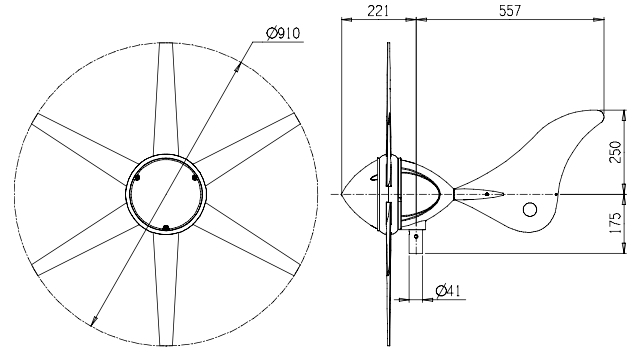 Éolienne Rutland 914i - Dimensions