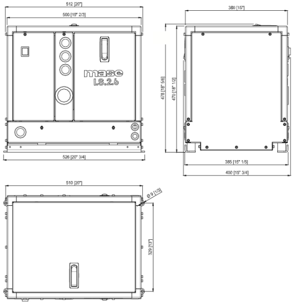 Mase IS 2.6 groupe électrogène - Dimensions