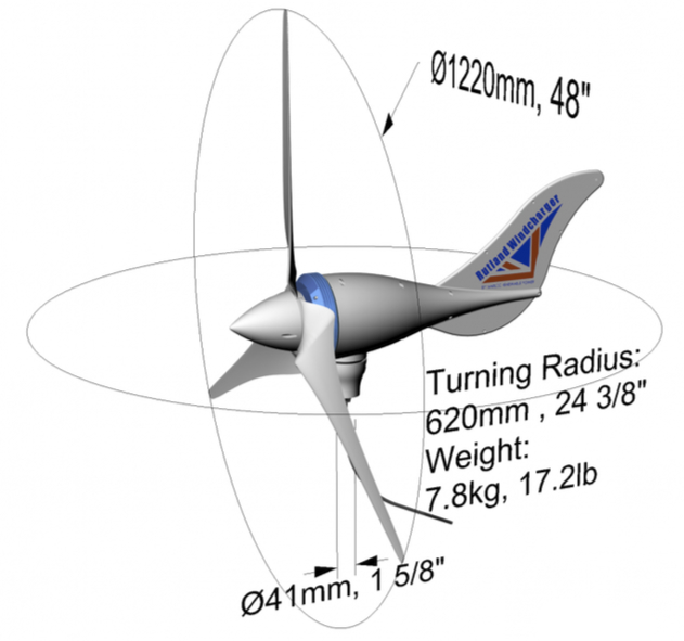 Éolienne Rutland 1200 - Dimensions